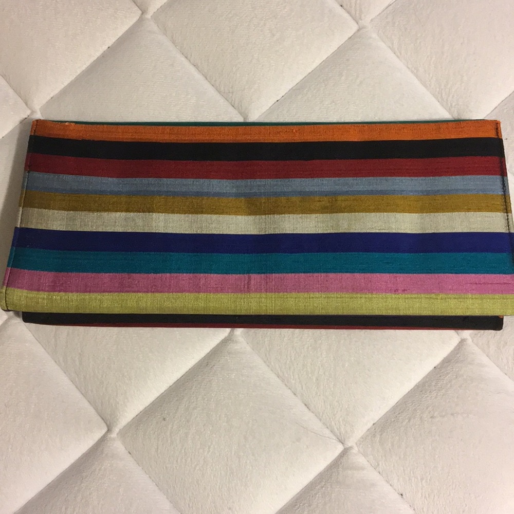Vintage Rainbow Striped Clutch